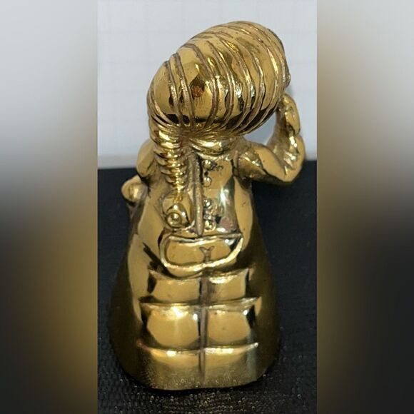 Vintage BRASS BELL Bedtime Sleepy Girl yawning pajamas teddy bear HEAVY 4" tall - Picture 5 of 12